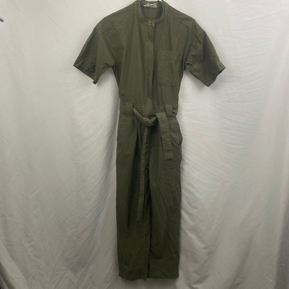 Everlane Pants - Everlane The Fatigue Utility Short Sleeve Linen Blend Jumpsuit Army Green Sz 00
